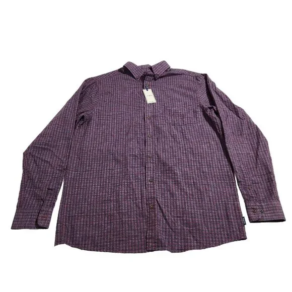 Rowm Mens Long Sleeve Button-Down Shirt Red/Blue Checkered size LT - Picture 8 of 11